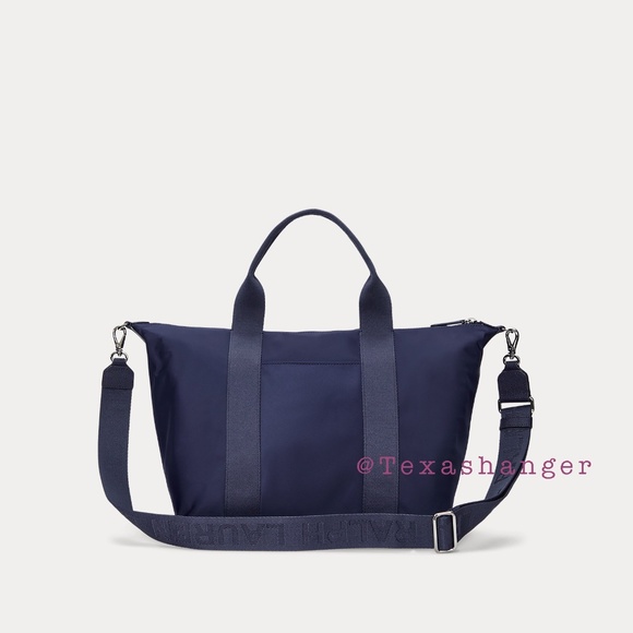 NWT Lauren Ralph Lauren Stevie Extra-Large Nylon Tote Bag Navy - Picture 1 of 12